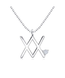 XX with CZ Crystal Silver Necklace SPE-4915